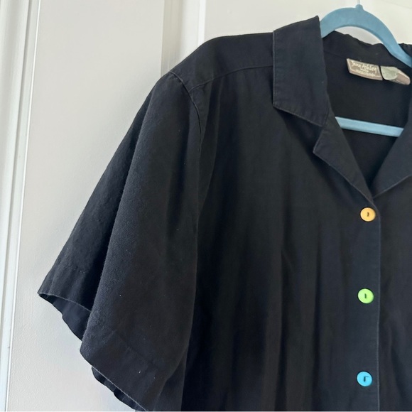 Vintage Jane Ashley Black Painted Beaded Button Up Shirt Women’s Plus Size 2X - Picture 4 of 16
